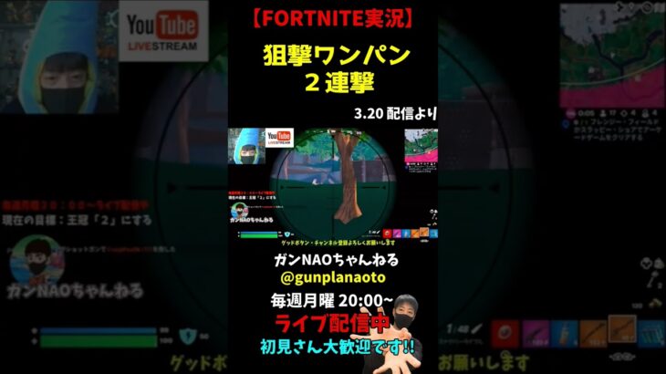 【FORTNITE実況ライブ】狙撃ワンパン２連撃破 #Shorts #フォートナイト #ゲーム実況 #fortnite #ライブ配信 #切抜き